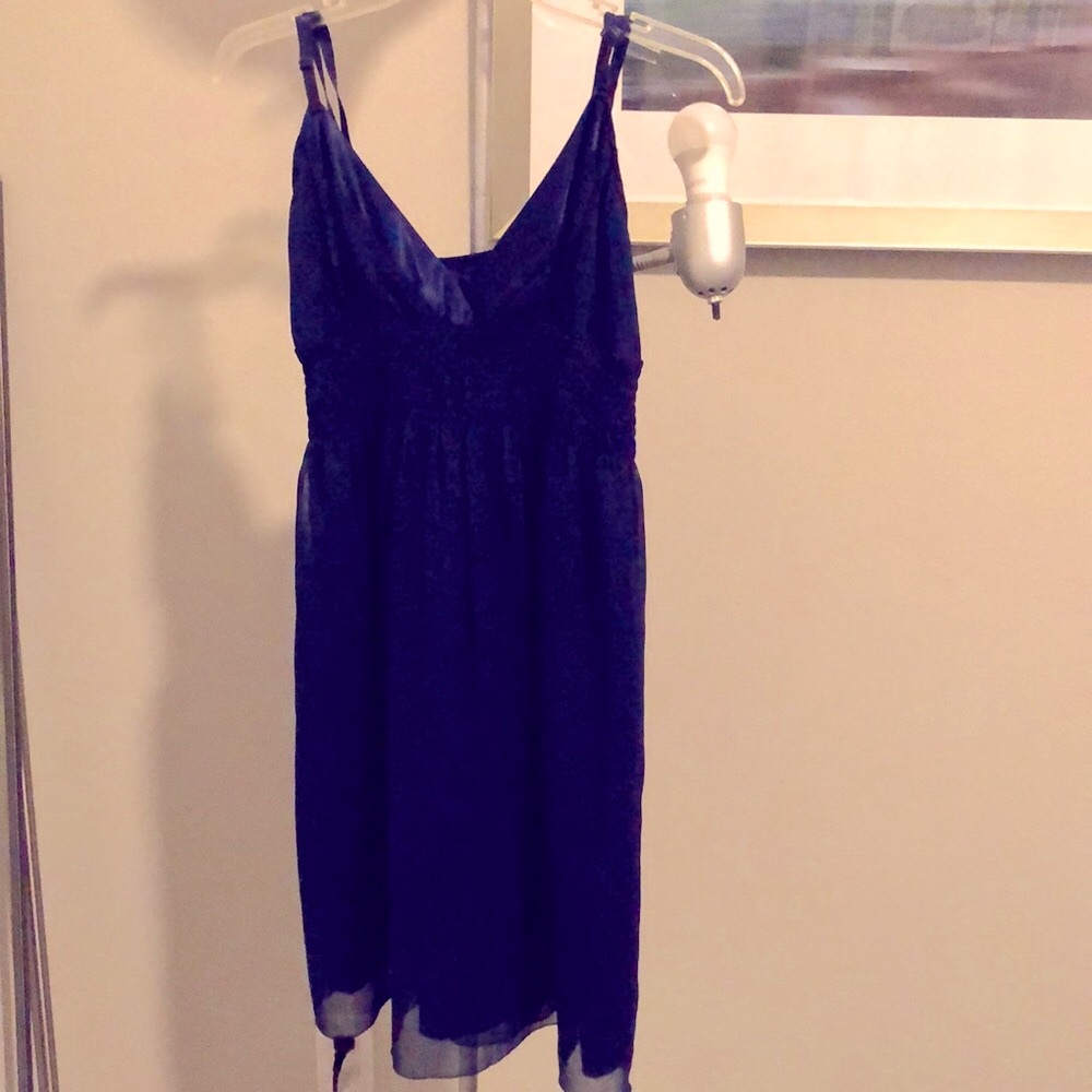Navy blue adjustable strap dress with chiffon material